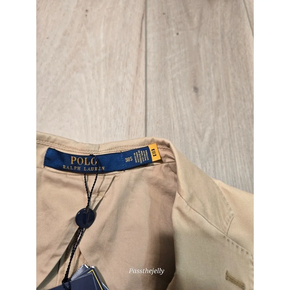 Polo Ralph Lauren Mens 38S Chino Blazer Jacket Tan Cotton New Khaki Sport Coat